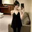 Pure Desire Hot Girl Style Đen Cổ dây quây Áo yếm không tay dành cho nữ Mùa hè dáng rộng thon gọn hơn Nhìn bên ngoài Mặc bên trong