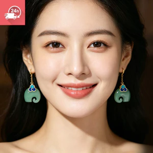 Phong cách Trung Quốc retro tốt lành mây men voi nữ độc đáo niche cao cấp Hanfu phụ kiện bông tai