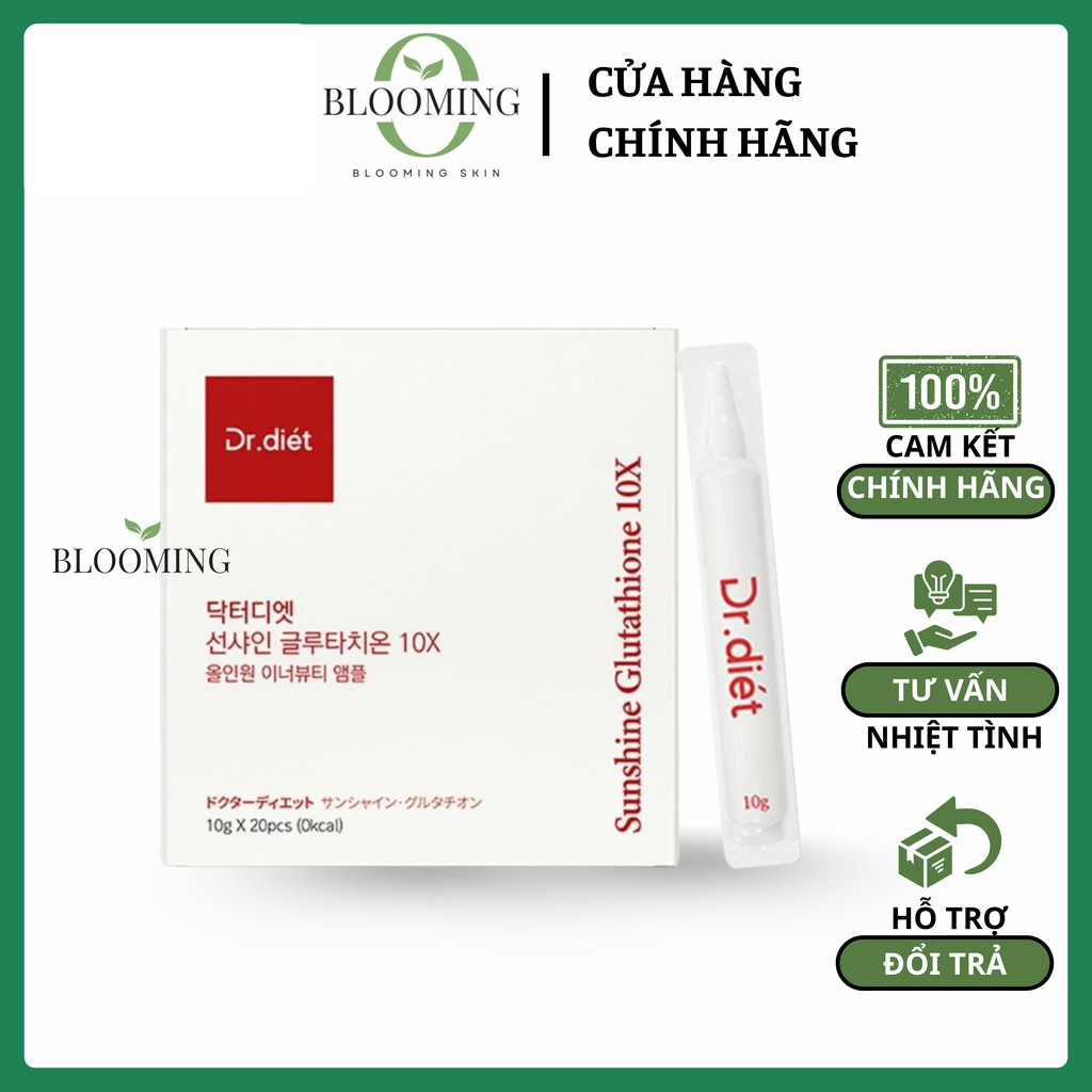dr.diet sunshine glutathione 10x Nước Uống Hỗ Trợ Trắng Da Hộp 20 Ống facecarecollection Color:White / Gold - Vinyl PT-141 Nasal Spray 10mg