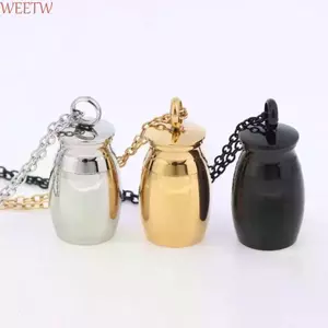 Vòng cổ WEETW Urn, Đồ trang sức hỏa táng vàng bạc, Kim loại nhỏ bằng thép không gỉ Tro tàn tưởng niệm Mặt dây chuyền nam nữ