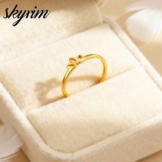 SKYRIM Nữ Thép Không Gỉ Titan Nhẫn Vàng Thiết Kế Vương Miện Trang Sức