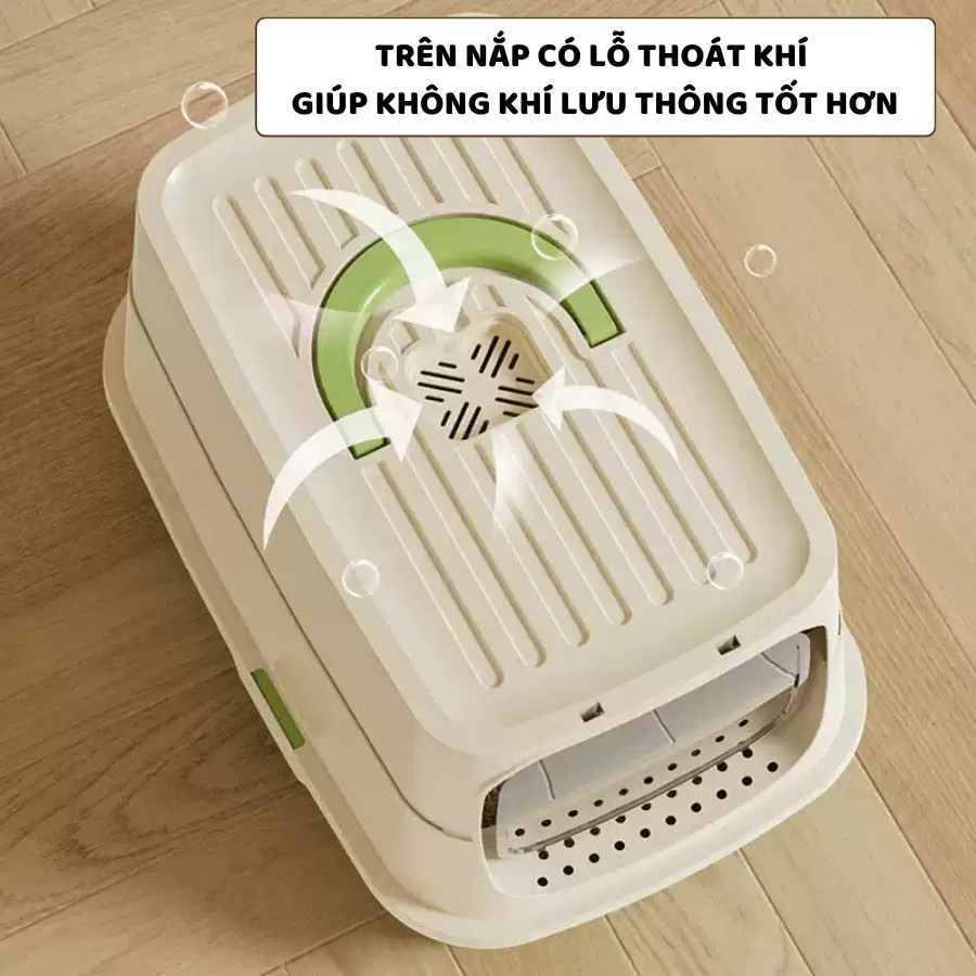 Nhà Vệ Sinh Cho Mèo Tặng Xẻng ENODA HOME, Thùng Cát Mèo Cửa Lật 2 Chiều Chống Văng Cát Kích Thước Lớn C110