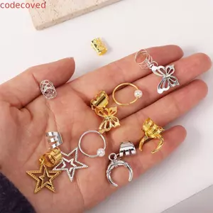 COCODECOVED 25 Chiếc Vòng Tóc Rỗng, Bướm Dreadlocks Hạt Dreadlocks, Phụ Kiện Tóc Và Bạc Quyến Rũ DIY Tóc Ống Bím Tóc Nam