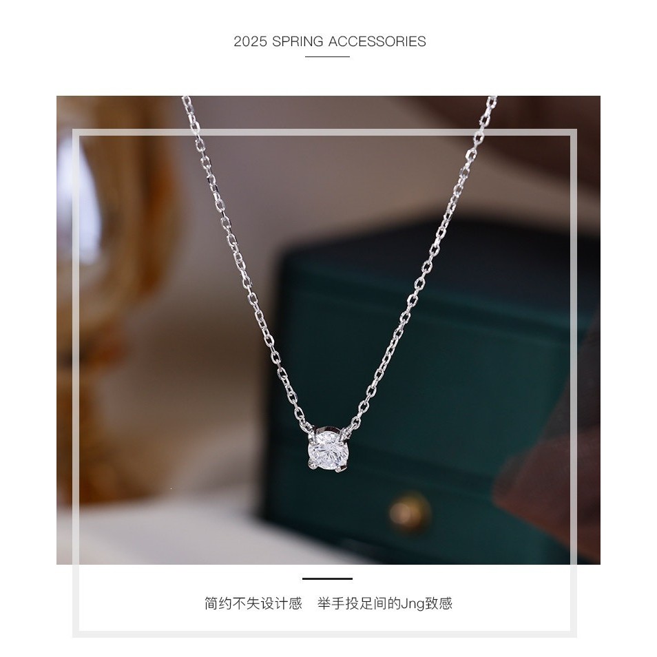 Vòng cổ kim cương đơn bạc s925 mẫu mới