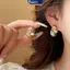 MAKY Lãng Mạn Pháp Nhỏ Giọt Kính Hoa Hình Chữ C Bông Tai Dành Cho Nữ Ánh Sáng Mới Sang Trọng Cao Cấp Bông Tai VN