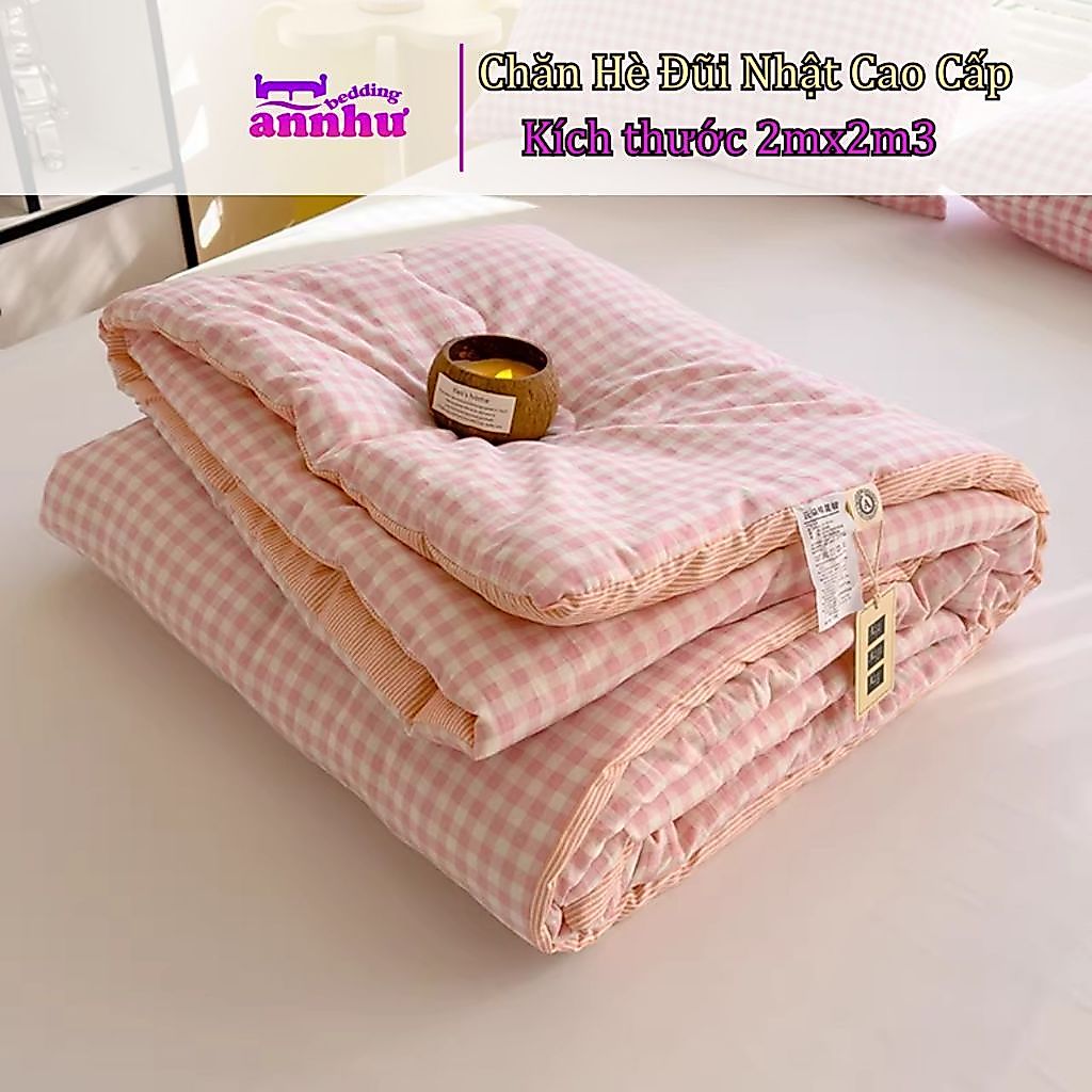 Chăn Hè Đũi Nhật Cao Cấp 2x2m3 – Họa Tiết Kẻ Sọc Tối Giản, Mềm Mát Thoáng Khí | An Như Bedding