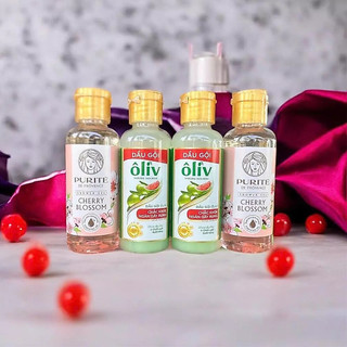 Combo 4 món mini : 2 Chai dầu gội oliv ngăn ngừa gãy rụng + 2 Chai sữa Tắm hương hoa anh đào 60ml/chai (Hàng tặng)