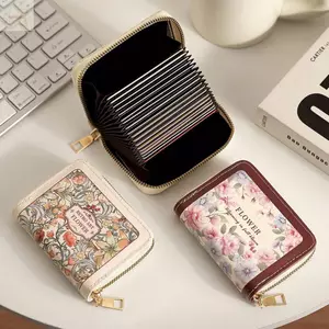 Ví nữ AWNGD, Hộp đựng thẻ tín dụng dung lượng lớn hoa, Túi đựng thẻ quà tặng bằng da PU đa năng 9 / 18 khe cắm