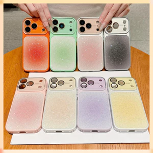 Dành Cho iPhone 17 Pro Max 16 15 14P Shining Dying Color Thiết Kế Cửa Sổ Lớn Mặt Sau Kính TPU Vỏ Điện Thoại Chống Sốc Có Camera Phim Bảo Vệ Chống Trầy Xước Vỏ Chống Bụi Bẩn