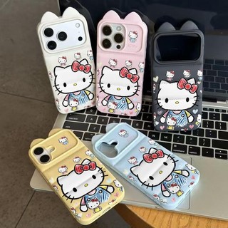 Ốp lưng tai mèo áo lông vũ Hello Kitty vẽ tay đầy nền hot thích iPhone 16/17 Pro Max/15 Pro Max/14/13/12/11/X/XS Max