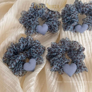 Da Báo Hàn Quốc Scrunchies Organza Co Giãn Tóc Trái Tim Đuôi Ngựa Giá Đỡ