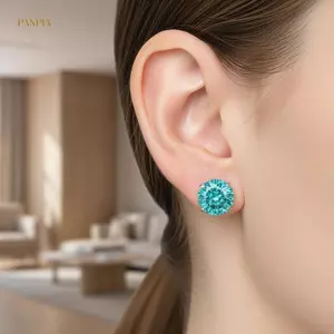 PNPIA- Bông Tai Pha Lê Mặt Nhiều Màu Thép Không Gỉ Vít Ba Thân Thiện Với Da Trang Sức Khuyên Cho Đi Biển Kỳ Nghỉ Mặc