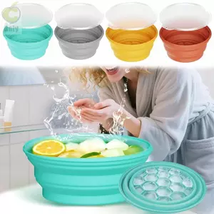 Chậu đá di động ROLY, Bát tắm đá mặt có thể gập lại bằng silicon, Trị liệu lạnh có nắp tích hợp Khay đá Chậu rửa chăm sóc da cho nữ Cô gái