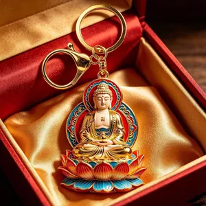 Mới Phong Cách Trung Hoa Sen Vàng Yingfo Tinh Tế Móc Khóa Mặt Trời Lớn Tathagata Xe Đồ Trang Trí Thần Hộ Mệnh May Mắn Móc Khóa 2026-6-26
