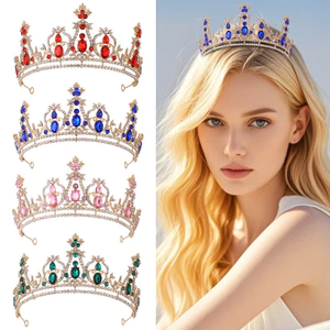 Giáng Sinh Sang Trọng Cưới Cô Dâu Kim Cương Giả Hợp Kim Vương Miện Phụ Kiện Tóc Cưới Du Lịch Chụp Ảnh Sân Khấu Thái Tạo Kiểu