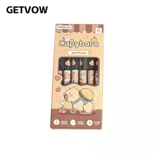 GETVOW 6 Cái Bút Gel, Nhựa Thẳng Chất Lỏng Capibara Bút Trung Tính, Sáng Tạo Bền Dễ Thương Nhanh Khô Bút Ký