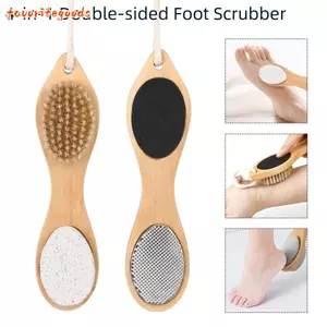 FAVORITEGOODS Máy chà bàn chân hai mặt 4 trong 1, Đá mài Dụng cụ chăm sóc bàn chân có tay cầm thoải mái, bằng gỗ đa chức năng có dây buộc Máy chà bàn chân tẩy tế bào chết Chăm sóc cá nhân