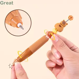 TUYỆT VỜI 2 Bút Bi Capybara, Bộ Dụng Cụ Làm DIY 0,5mm Thiết Kế Dễ Thương, Nhựa Sáng Tạo Có Thể Xoay Được Đính Hạt Bút Bi Động Vật Phần Thưởng Trường Học