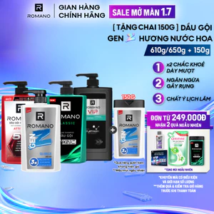 Dầu gội nam Romano hương nước hoa 650g/ Gen Z 610g/ VIP 650g (Tặng phân loại ngẫu nhiên)