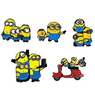 5 Cái / bộ Hoạt Hình Dễ Thương Sáng Tạo Và Cá Tính Minion Kim Loại Huy Hiệu Hợp Kim Dầu Nhỏ Giọt Thổ Cẩm Phụ Kiện Giáng Sinh