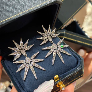 Zircon Hàn Quốc Tính Khí Tinh Tế Phong Cách Mới Nhẹ Bông Tai Sang Trọng Bán Buôn