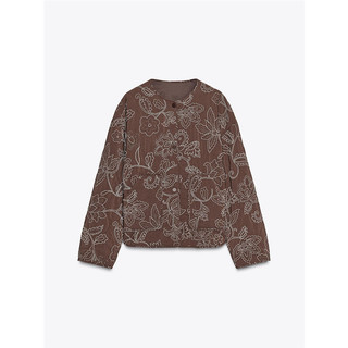 áo khoác Zara made in Morocco trần bông thêu hoa dáng đơn giản 2 túi ốp trẻ trung có nâu và đen