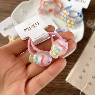 Dây buộc tóc trong suốt họa tiết hoạt hình cho bé gái mùa xuân hè, thiết kế bướm cầu vồng