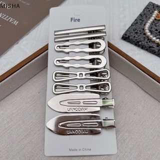 Misa 8 Chiếc Kẹp Tóc Kim Loại Bạc Với Nổ Vỡ Ở Bên Nhiều Kiểu Liền Mạch Mỏ Vịt Kẹp Bé Gái Phụ Kiện Tóc