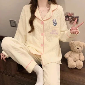 Bộ đồ ngủ thỏ nỉ xô thu đông 2025 – Ấm áp, dễ thương, thời thượng – Mã 3307