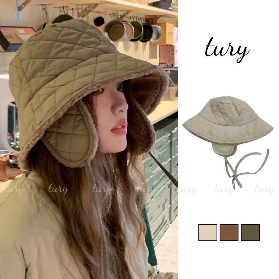 Nón Len Unisex Nam Nữ - Tury - Mũ Len Chụp Tai Phối Bông - NL034