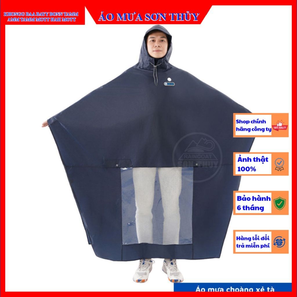 Áo mưa choàng XẺ TÀ Sơn Thủy, vài dù, bền, nhẹ, nhanh khô, chống thấm tuyệt đối, áo choàng cánh dơi aomuasonthuyhn