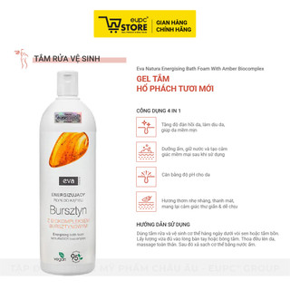 Gel Tắm Hổ phách Tươi Mới Hỗ Trợ Gia Tăng Độ Đàn Hồi, Cân Bằng Độ pH Và Dưỡng Ẩm Cho Da Eva Natura 750ml