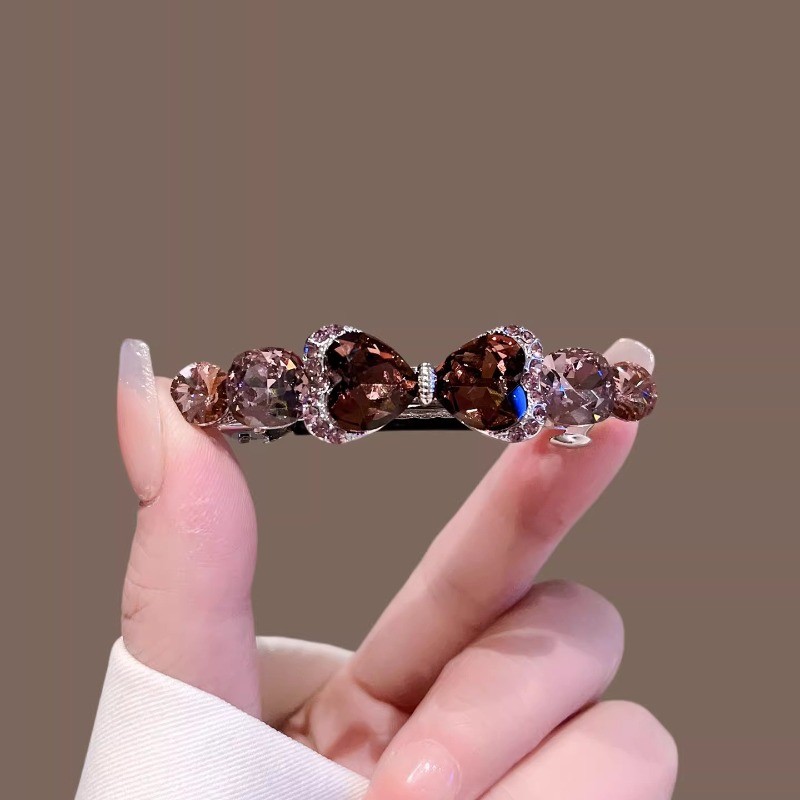Kẹp tóc nơ pha lê sang trọng cao cấp, phù hợp cho mùa xuân, kẹp top tiện lợi