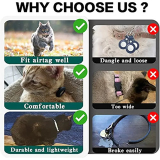 Airtag Ốp Lưng Cổ Cho Mèo Vỏ Bảo Vệ Cho Chống Mất Định Vị Giá Đỡ Chó Theo Dõi Phụ Kiện Phản Quang Cổ Thú Cưng Có Chuông