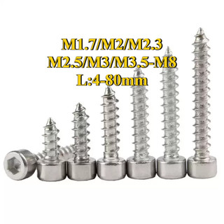 vít tự khoan/Vít Đầu Tròn/Ốc Vít Đầu Lục Giác  Bằng inox 304 Đinh vít lục giác chìm/ đinh vít gỗ loa / vít ren thưa M1.7 / M2 / M2.3 / M2.5 / M3 / M3.5 / M4 / M5 / M6 / M8 [LXY-CB-1]