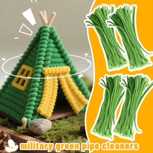 500 Chiếc Lõi Dây Chenille Xanh Quân Sự | Máy làm sạch ống sang trọng dài cho đồ thủ công DIY, STEM và các dự án sáng tạo