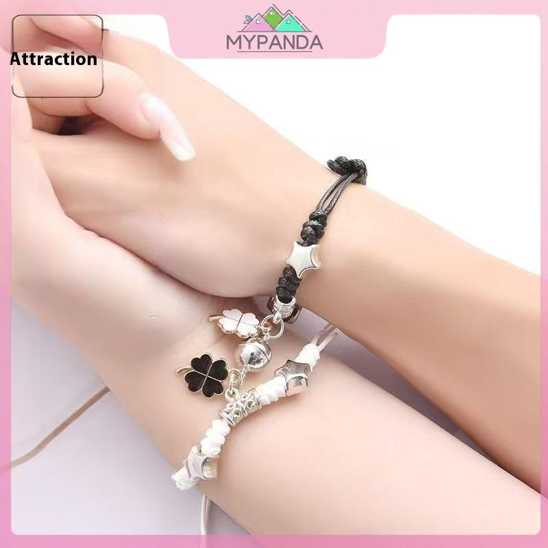 Vòng tay túi đôi thời trang nữ MYPANDA với bùa cỏ bốn lá và khóa trái tim