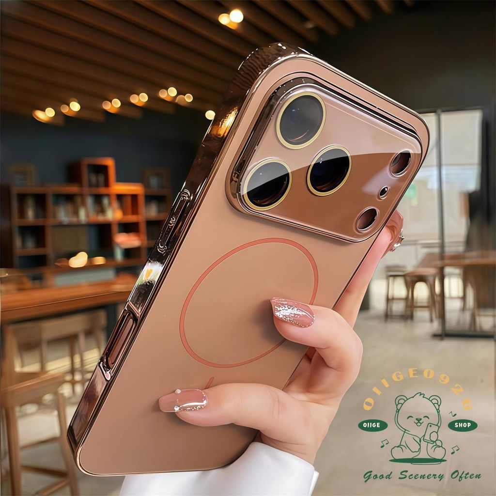 【 Ốp lưng iPhone17 】 Vỏ điện thoại từ tính mờ AG mạ iPhone17 Pro Max 16 15 14 13 12 cho vỏ iPhone Vỏ mềm silicon TPU chống sốc
