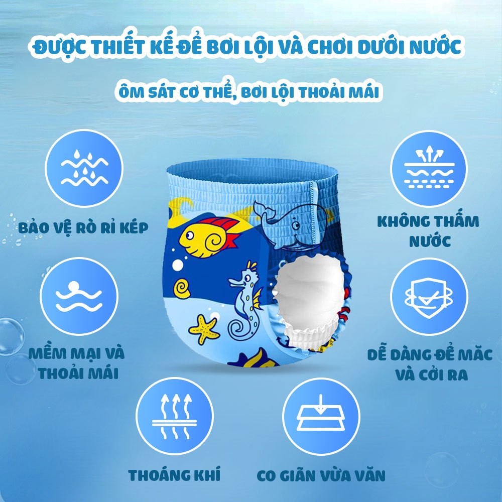 [Combo 10] Tã/Bỉm Quần Bơi Cao Cấp Aiwibi 1 Miếng/Gói, Nhiều Size M/L/XL/XXL/XXXL