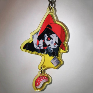 Anime Yi Xi Butcher Vanity Cosplay Keychain Acrylic Pendant Keyring Two-sided Key Chain Bag Accessories Halloween Orname