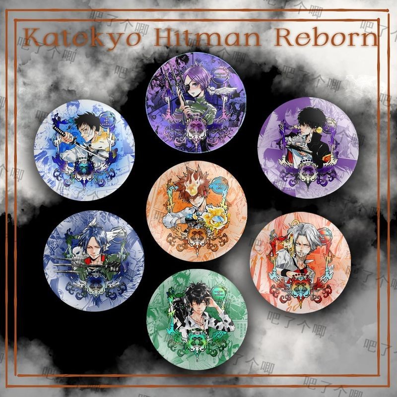 Katekyo Hitman Reborn! Huy hiệu ba chiều 58mm cho Tsuna, Gokudera, Yamamoto và Lambo - Trâm cài áo độc đáo
