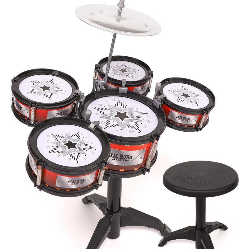 Bộ trống jazz drum 5 trống, tặng kèm ghế, Bộ Trống Sôi Động Cho Bé, trò chơi giải trí trong nhà