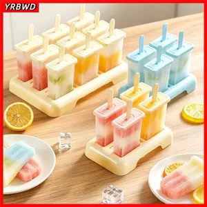Khuôn Làm Kem YRBWD, Thiết Kế Sáng Tạo Hình Khối Hộp Đá Tự Chế, Que Nhựa Có Thể Tái Sử Dụng DIY Popsicle Khuôn Khối Khay Sử Dụng Nhà Bếp