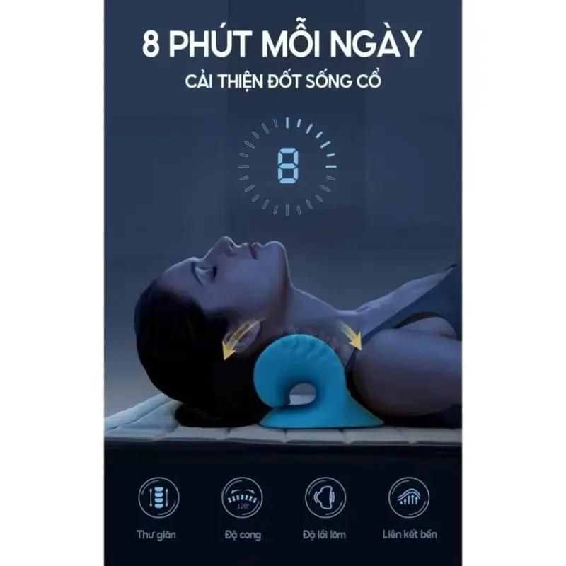 Gối Massage Cổ Vai Gáy - Gối Cổ Chất Liệu Cao Su Non Hỗ Trợ Giãn Cơ, Giảm Đau Mỏi, Thư Giãn Cột Sống Tại Nhà