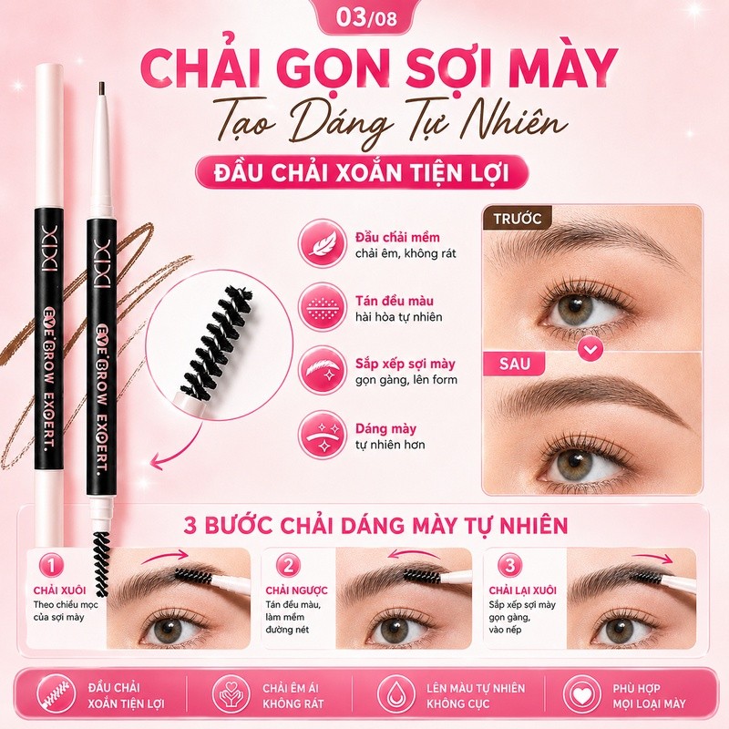 Xixi Bút Kẻ Mày Siêu Mảnh 0.5mm – Mềm Tự Nhiên, Không Lem, Dễ Dùng, Cho Học Sinh & Người Mới D791