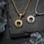 PNPIA- Dây chuyền thép không gỉ đơn giản Nelace Hip Hop Hình học Hướng dương Mặt dây chuyền Choker Nam Trang sức