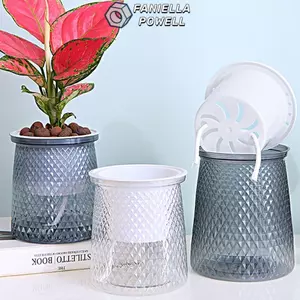 Chậu trồng cây FANIELLAPOWELL, Chậu hoa mực nước có thể nhìn thấy tự tưới nước, Đồ dùng làm vườn chất lượng cao Chậu trồng thủy canh bằng nhựa
