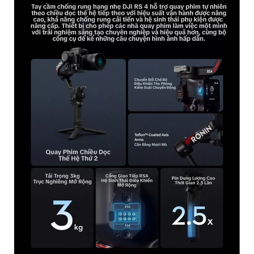 DJI RS 4 - Tay Cầm Gimbal Chống Rung Chuyên Nghiệp