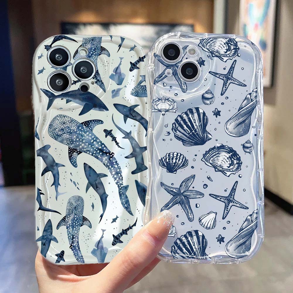 Ốp điện thoại cá mập biển Ocean Elements cá voi cho Motorola Moto Edge 50 Fusion G75 G14 G84 G34 G54 G05 G35 G52 G15 Ốp lưng silicon mềm Wave Point