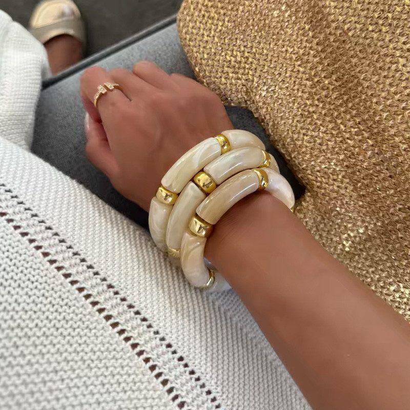 Vòng tay khâu Acrylic Vòng tay đàn hồi Phụ kiện thời trang cổ điển dành cho nữ